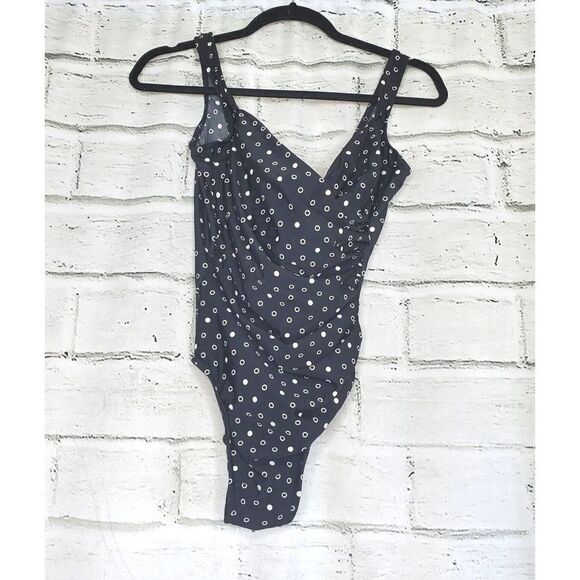 Miraclesuit Escape Black white dot 10 Underwire One Piece High back Swimsuit - Picture 1 of 9